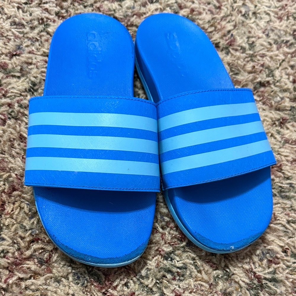Adidas Kids Bright Blue Slide Sandals